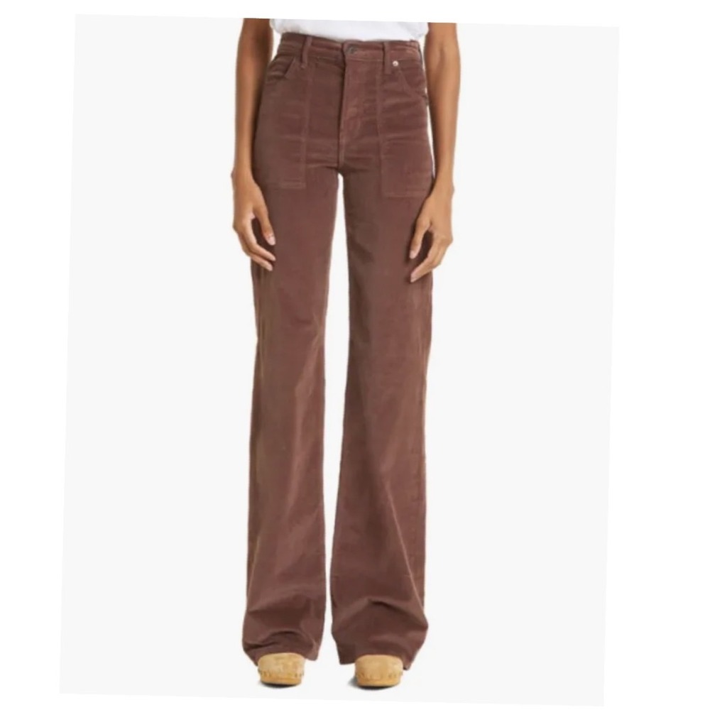 Veronica Beard Crosbie High Waist Wide Leg Corduroy Pants in Chocolate  Size 26